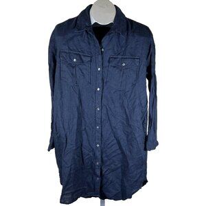 James Perse Shirt Dress Womens Medium Blue Button Up Casual Beach Minimalist